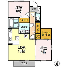 リヴェール 2LDKの間取図画像