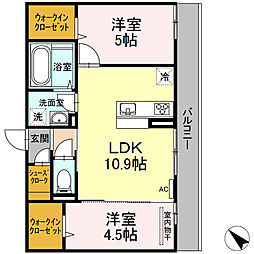 ケセラB棟 2LDKの間取図画像