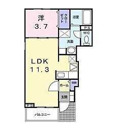 レーブ 1LDKの間取図画像