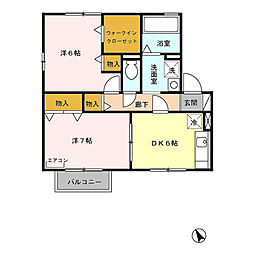 プレミールC 2DKの間取図画像