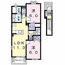 ジェルソミーナ 2階2LDKの間取り