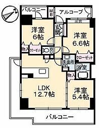 グランマスト富安 3LDKの間取図画像