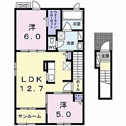 ベルアベニーア2 2LDKの間取図画像