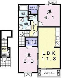 インプレスA 2LDKの間取図画像
