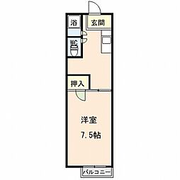 コーポハイプレース 1Kの間取図画像