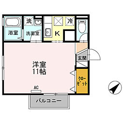 リビングタウン塩冶A ワンルームの間取図画像