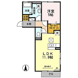ウッドビレッジ五番館 1LDKの間取図画像