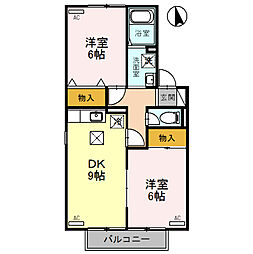 ガーラA 2DKの間取図画像