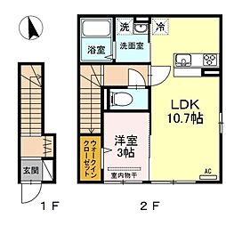 セジュールファミリア 1LDKの間取図画像