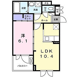カーサフェリーチェ 2階1LDKの間取り