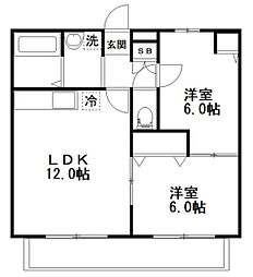 プランドールA 2LDKの間取図画像