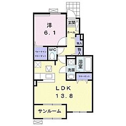 フェリーチェドマーニ1 1LDKの間取図画像