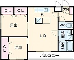 Gradito東石切 2LDKの間取図画像