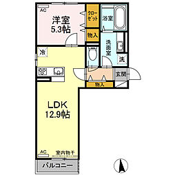 グランフェリオ2 1LDKの間取図画像
