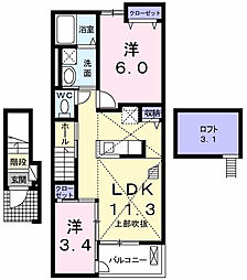 ラフレシール2 2LDKの間取図画像