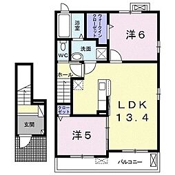 エンジェルハートNKT 2LDKの間取図画像