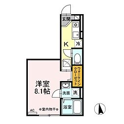リナーシェB 1Kの間取図画像