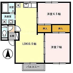セジュール クレア 2階2LDKの間取り