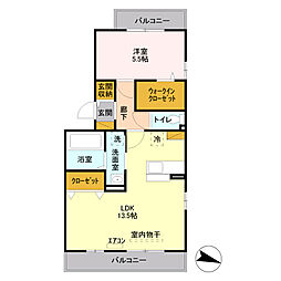 フェイバリッチ新和B 1LDKの間取図画像