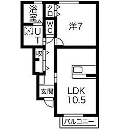 ヘリアンサス 1LDKの間取図画像