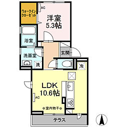 パピヨン 1LDKの間取図画像