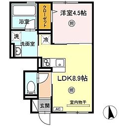 Ville nouvelleII 1階1LDKの間取り