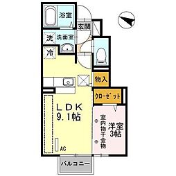 キャトルセゾン 1LDKの間取図画像