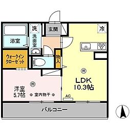 パストラル松橋 1LDKの間取図画像
