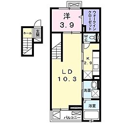 パル池田1 1LDKの間取図画像