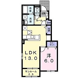 アルモニーA 1LDKの間取図画像