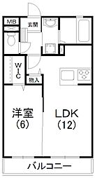 ラヴィベール中島 1LDKの間取図画像