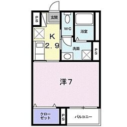 グラード・カーロ 1Kの間取図画像