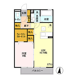 レジデンスキントウ 1LDKの間取図画像