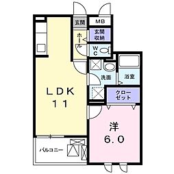 ラフレシール2 1LDKの間取図画像