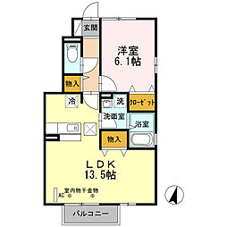 リバーグリーン 1LDKの間取図画像