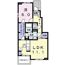 エアリーカーサB 1LDKの間取図画像