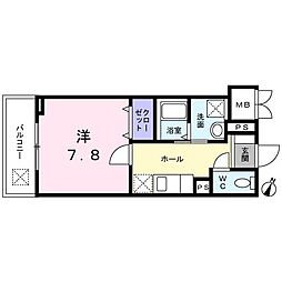グリーンアース 1Kの間取図画像