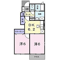 デルソーレA 2DKの間取図画像