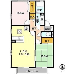 グリーンヴィレッジあいC 2LDKの間取図画像
