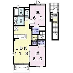 パン・フルール1 2LDKの間取図画像