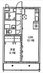 ユーミーマンションバウム1号館 1LDKの間取図画像