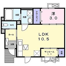 シュエット 1LDKの間取図画像
