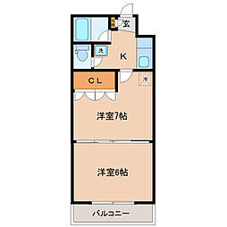 イーグルハイツ萩野町 5階2Kの間取り