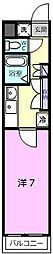 センエイハイツC 1Kの間取図画像