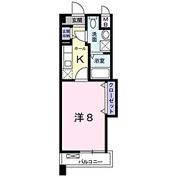 アムール・アドニス 1Kの間取図画像