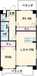 ノーブル三ヶ森 2LDKの間取図画像