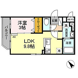 マルシェ八軒 1LDKの間取図画像