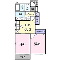 マロンコリーヌB 2DKの間取図画像