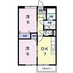 ビューパレスK1 2DKの間取図画像