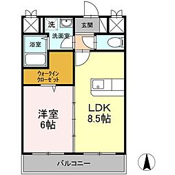 ティアレ高坂 1LDKの間取図画像